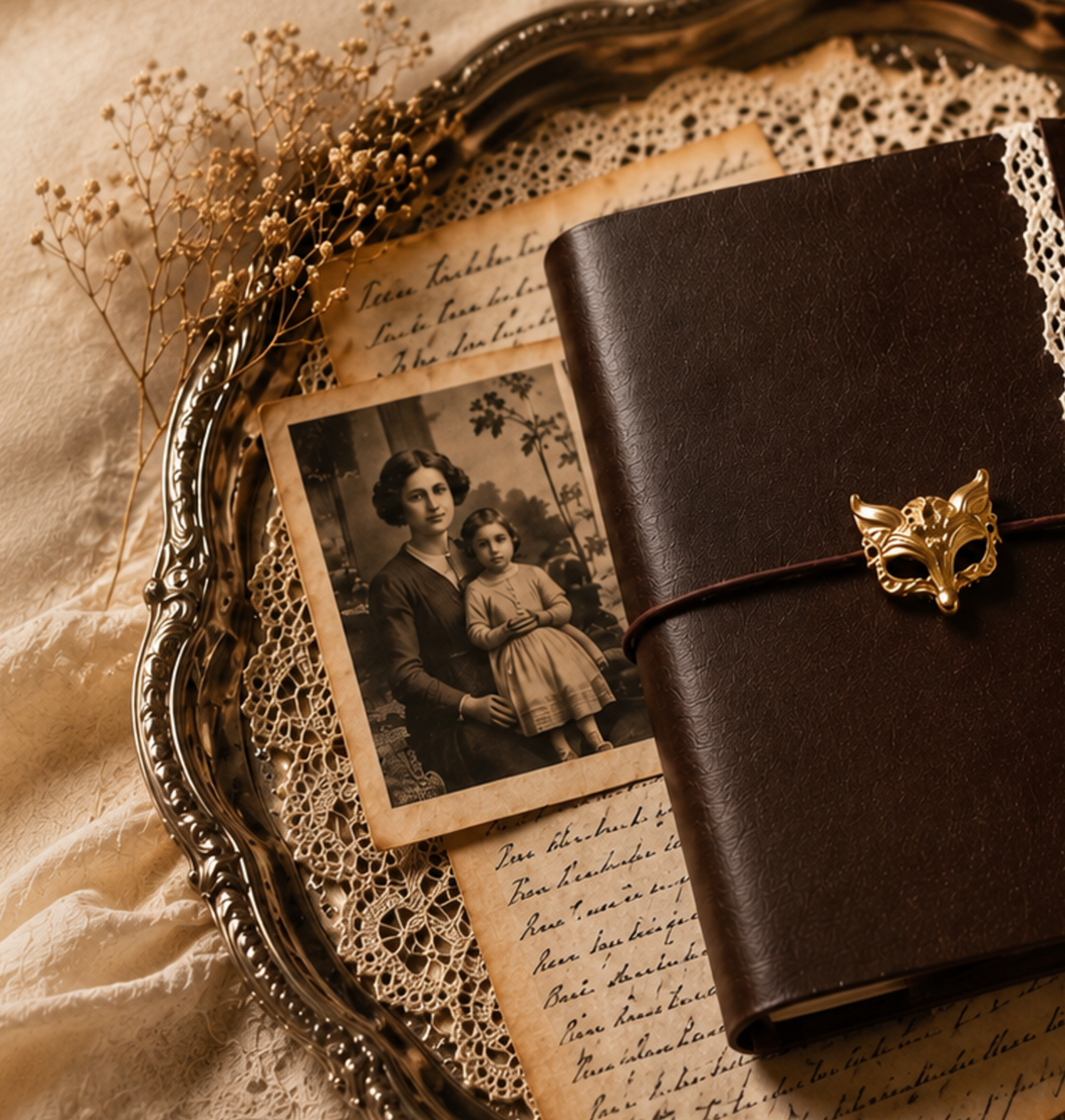 Artemisia journal leather and stitching detail