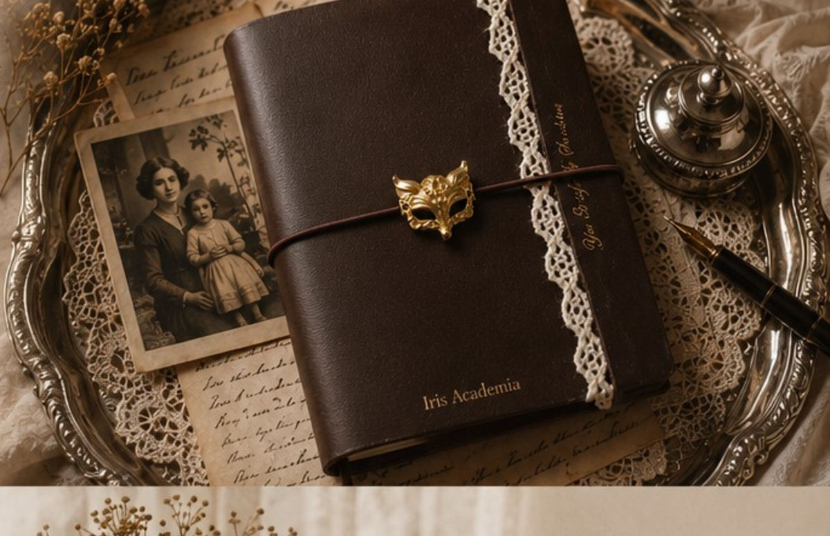 Artemisia — Pocket Bifold Journal in Iris Academia full-grain leather