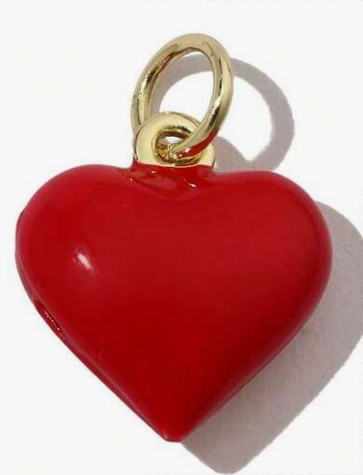 "Fire Red" Heart Enamel Charm