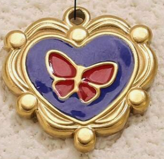 Heart Butterfly Enamel Charm