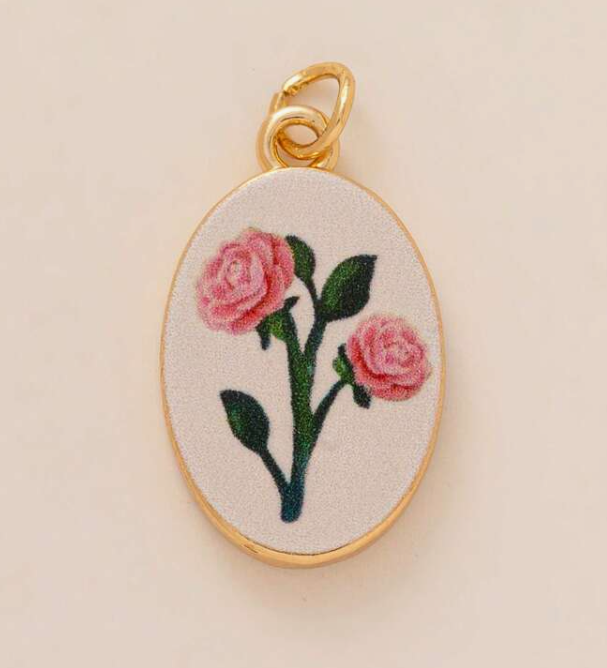"English Rose" Enamel Charm